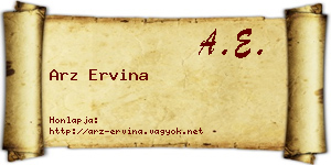 Arz Ervina névjegykártya